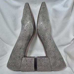 Adrienne Vittadini Fiona Medium Grey Pointed Toe Block Heels with Stones